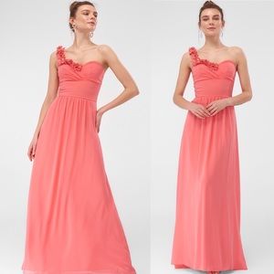 New Coral Flower Detailed Bridesmaid Dress